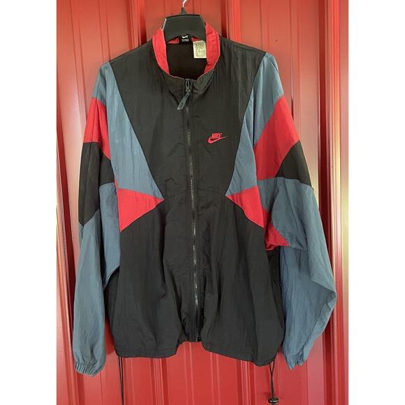 Nike Vintage Jacket Windbreaker Mosaic Colorblock Zip Up Mens XL - Picture 1 of 6